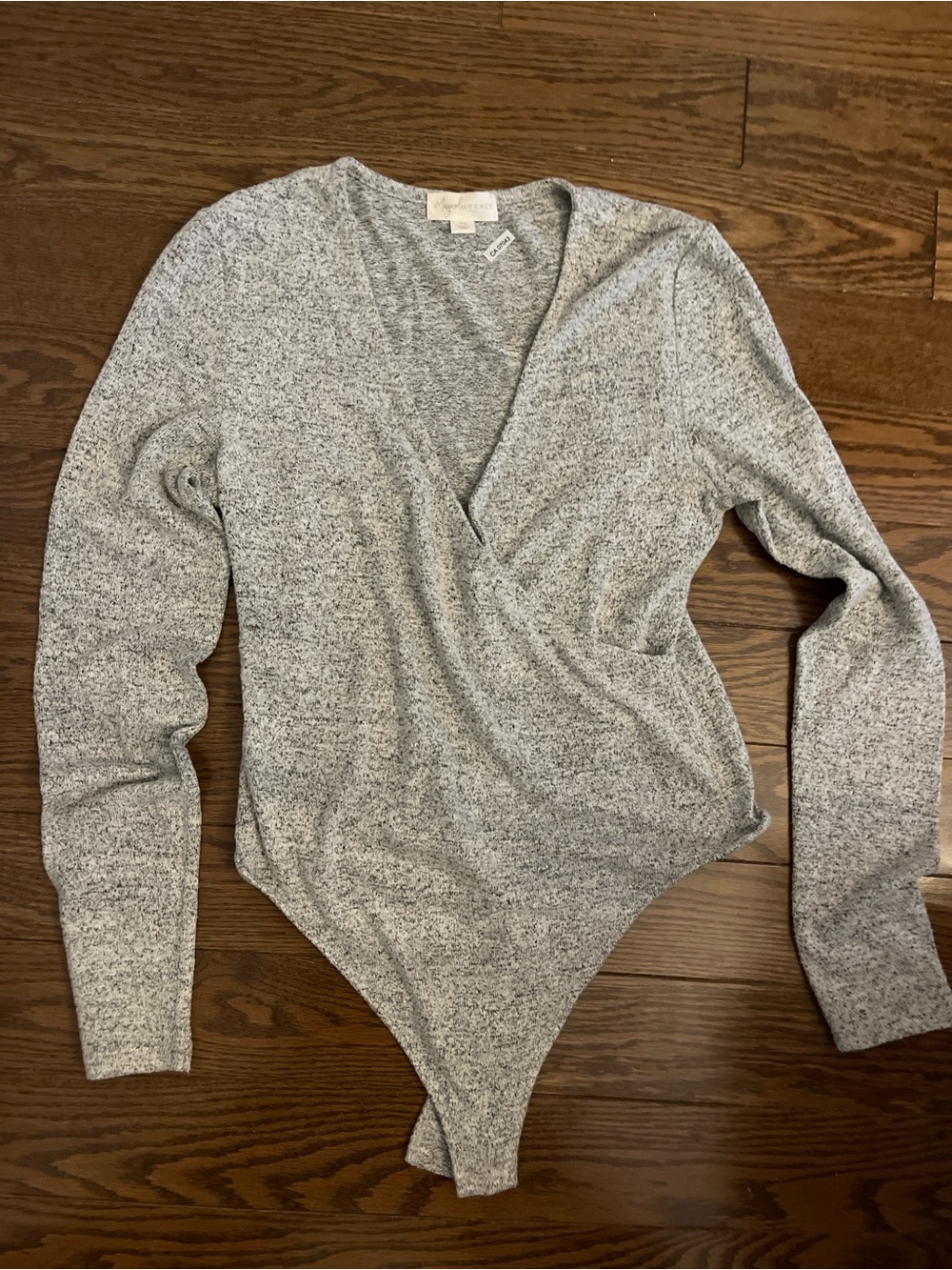 Magnolia Heather Gray Long Sleeve V-Neck Bodysuit